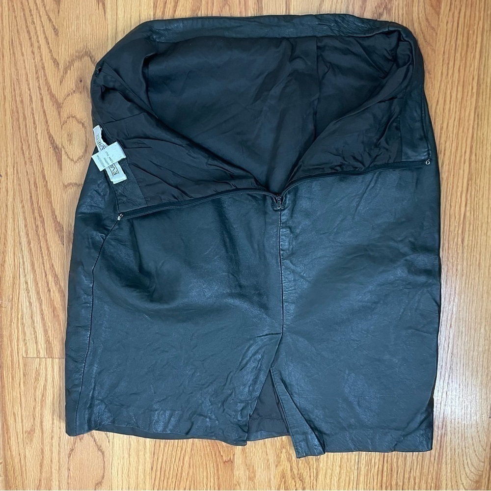 Vintage 90s Y2K black lambskin leather skirt small - Picture 8 of 11